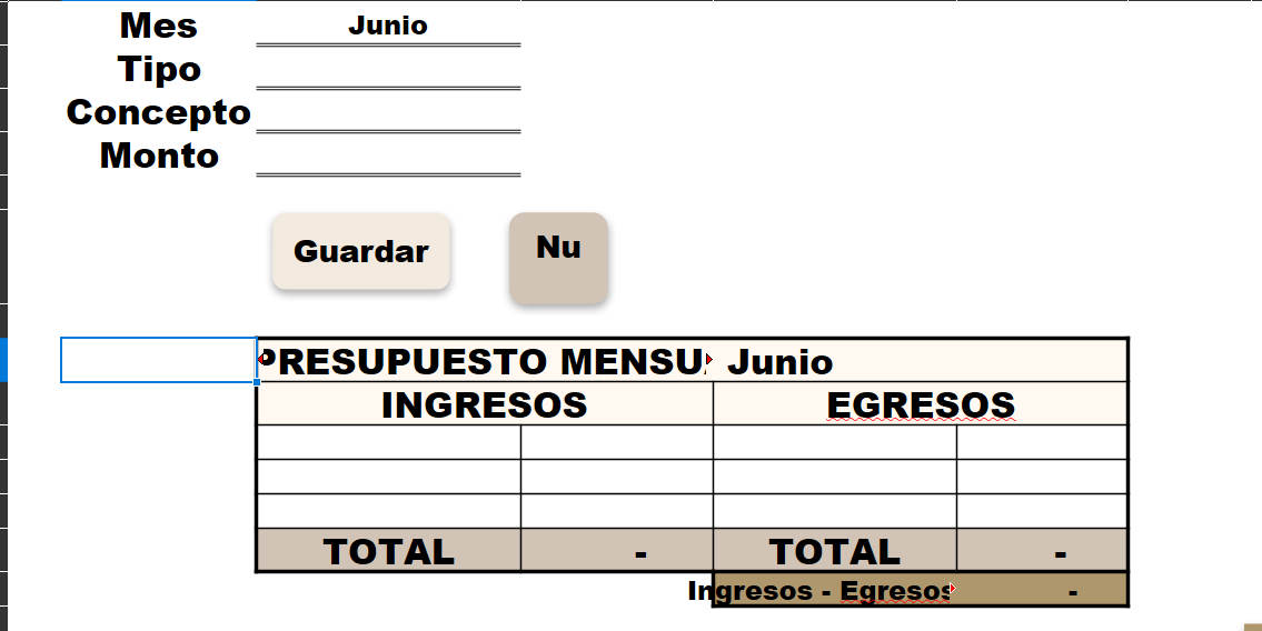 Plantilla Presupuesto Mensual